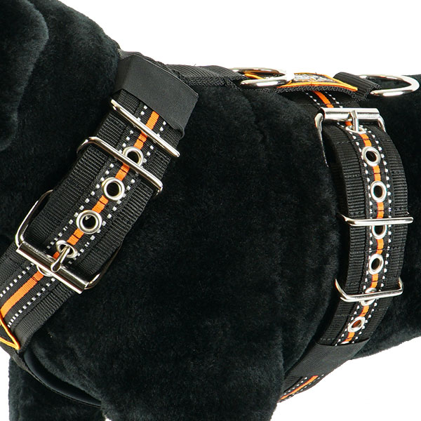 Custom Dog Sport harness Reflective Orange Extreme Dog Gear